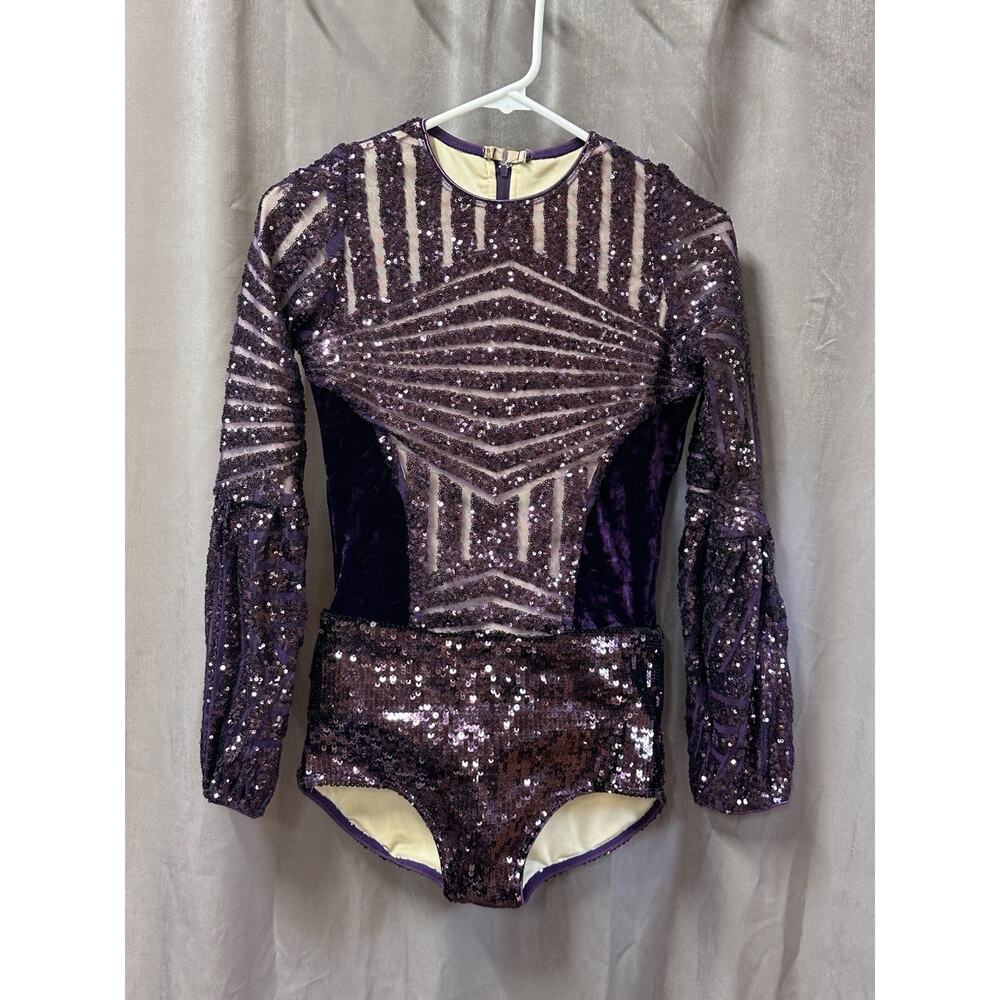 Revolution Tenth House Omega Jazz Dance Leotard costume Purple prince sequin SA